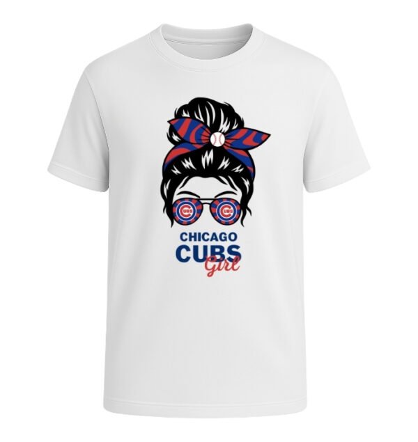 Chicago Cubs Girl Messy Bun Glasses
