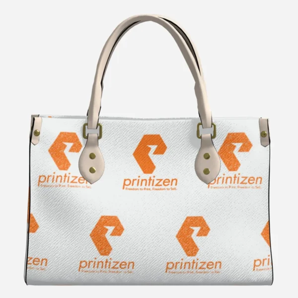 Ladies PU Handbag with Top Handle White & Black